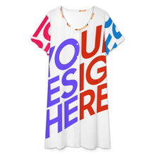 Cargar imagen en el visor de la galería, Vestido de mujer de manga corta con botones LM501 personalizado con patrón foto texto (impresión de imágenes múltiples)