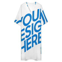 Cargar imagen en el visor de la galería, Bata de Mujer Estilo Mediterráneo con Cuello en V y Manga Corta YKL06 personalizado con patrón foto texto (impresión de imagen única)