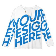 Cargar imagen en el visor de la galería, Blusa de manga larga con botones y cuello inclinado para mujer XCK personalizado con patrón foto texto (impresión de imagen única)