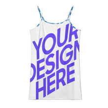 Cargar imagen en el visor de la galería, Minivestido de playa con tiras F28Q vestido tipo camisola informal personalizado con patrón foto texto (impresión de imágenes múltiples)