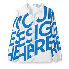 Cargar imagen en el visor de la galería, Camisa mujer cuello pico con volantes y manga larga A1S personalizado con patrón foto texto (impresión de imagen única)