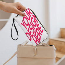 Cargar imagen en el visor de la galería, Cartera larga de cuero con cordón personalizado con patrón foto texto (diferentes imágenes en la parte delantera y trasera)