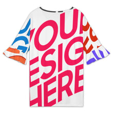 Cargar imagen en el visor de la galería, Camiseta de mujer de manga corta con cuello en V y estampado NT101 personalizado con patrón foto texto (impresión de imágenes múltiples)