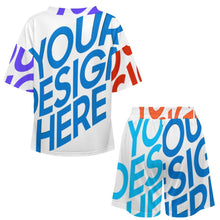 Cargar imagen en el visor de la galería, Conjunto de pijama corto para mujer con cuello en V B98TZ personalizado con patrón foto texto (impresión de imágenes múltiples)