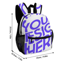 Cargar imagen en el visor de la galería, Mochila Escolar Infantil 33.5 x 25 x 13.5 cm Totalmente personalizado con patrón foto texto (impresión de imagen única)