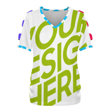 Cargar imagen en el visor de la galería, Camiseta de mujer de manga corta con hombros descubiertos LM077 personalizado con patrón foto texto (impresión de imágenes múltiples)