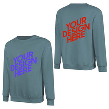 Cargar imagen en el visor de la galería, 100% algodón impreso en la parte delantera y trasera sudadera unisex de manga larga hombres mujeres diferentes colores camiseta personalizado con patrón foto texto