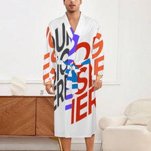 Cargar imagen en el visor de la galería, Camisón unisex de manga larga con cinturón LM127 personalizado con patrón foto texto (impresión de imágenes múltiples)