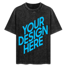 Cargar imagen en el visor de la galería, Camiseta de manga corta con hombros caídos y lavado retro personalizado con patrón foto texto