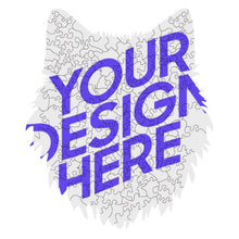 Cargar imagen en el visor de la galería, Puzzles / Rompecabezas con forma irregular de cabeza de lobo personalizado con Impresión Completa de Una Imagen con Foto Logo Patrón Texto