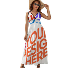 Cargar imagen en el visor de la galería, Vestido sin Manga con Cuello en V para Mujer NZ028 Personalizado con Impresión Completa con Foto Logo Patrón Texto (impresión de imágenes múltiples)