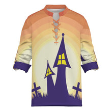 Cargar imagen en el visor de la galería, Camisa Elástica de Manga Larga para Hombre | Cuello Mao y Diseño con Cordones