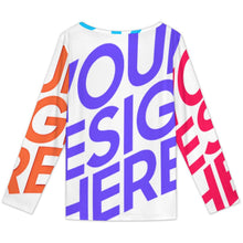 Cargar imagen en el visor de la galería, Blusa de mujer con cuello redondo y mangas largas con botones BMJ personalizado con patrón foto texto (impresión de imágenes múltiples)