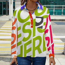 Cargar imagen en el visor de la galería, Camisa de mujer con hombros caídos LM554 personalizado con patrón foto texto (impresión de imágenes múltiples)