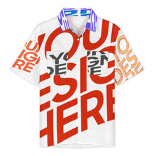 Cargar imagen en el visor de la galería, Camisa de hombre de manga corta LM056 con solapas y bolsillos con doble solapa personalizado con patrón foto texto (impresión de imágenes múltiples)