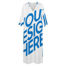 Cargar imagen en el visor de la galería, Bata de Mujer Estilo Mediterráneo con Cuello en V y Manga Corta YKL06 personalizado con patrón foto texto (impresión de imagen única)