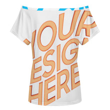 Cargar imagen en el visor de la galería, Camiseta de mujer de manga corta holgada con hombros descubiertos LM076 personalizado con patrón foto texto (impresión de imágenes múltiples)