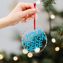Cargar imagen en el visor de la galería, Adorno de árbol de Navidad de vidrio redondo personalizado con patrón foto texto