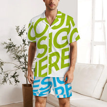 Cargar imagen en el visor de la galería, Pijama de hombre de manga corta de 2 piezas LM135 personalizado con patrón foto texto (impresión de imagen única)