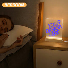 Cargar imagen en el visor de la galería, Luz nocturna acrílica con base cuadrada de madera personalizado con patrón foto texto