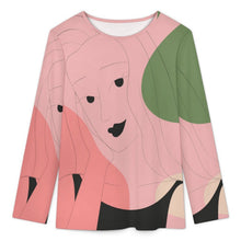 Cargar imagen en el visor de la galería, Round Neck Long Sleeved T-shirt Line Design, Girl