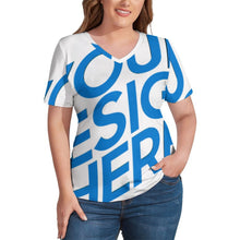 Cargar imagen en el visor de la galería, Camiseta de Seda Hielo de Manga Corta con Cuello en V para Mujer NZ109 personalizado con patrón foto texto (impresión de imagen única)