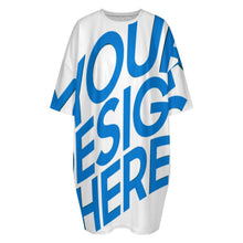 Cargar imagen en el visor de la galería, Vestido de pijama tipo camiseta para mujer talla grande personalizado con patrón foto texto (impresión de imagen única)
