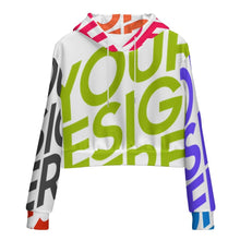 Cargar imagen en el visor de la galería, Sudadera con capucha corta con cordón y sin bolsillo para mujer MWZXU029 personalizado con patrón foto texto (impresión de imágenes múltiples)