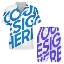 Cargar imagen en el visor de la galería, Pijama de manga corta de seda hielo para hombre LM135 personalizado con patrón foto texto (impresión de imagen única)