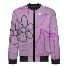 Cargar imagen en el visor de la galería, Lightweight Pilot Jacket Purple, Hand Drawn, Flower, Line