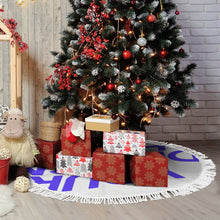 Cargar imagen en el visor de la galería, Falda para árbol de Navidad cubierta para árbol de Navidad (estilo flecos) (misma imagen en ambos lados) personalizado con patrón foto texto