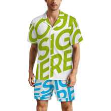 Cargar imagen en el visor de la galería, Pijama de hombre de manga corta de 2 piezas LM135 personalizado con patrón foto texto (impresión de imagen única)