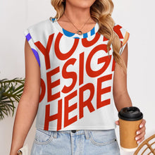 Cargar imagen en el visor de la galería, Chaleco Cárdigan de Punto con Mangas Cortas para Mujer LM563 personalizado con patrón foto texto (impresión de imágenes múltiples)