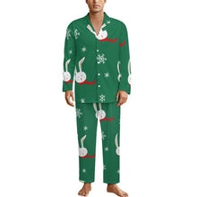 Cargar imagen en el visor de la galería, Pijama Clásico Personalizable para Hombre | Set V-Neck de Seda de Leche