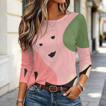 Cargar imagen en el visor de la galería, Round Neck Long Sleeved T-shirt Line Design, Girl