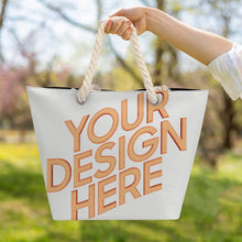 Cargar imagen en el visor de la galería, Bolsa de mano de cuerda de cáñamo de gran capacidad personalizado con patrón foto texto (impresión de imágenes múltiples)