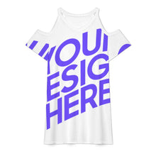 Cargar imagen en el visor de la galería, Vestido de mujer de manga corta con cuello en V y hombros descubiertos ANQ personalizado con patrón foto texto