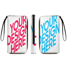 Cargar imagen en el visor de la galería, Cartera larga de cuero con cordón personalizado con patrón foto texto (diferentes imágenes en la parte delantera y trasera)