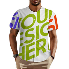 Cargar imagen en el visor de la galería, Camisa de manga corta sin cuello para hombre LM018 camisa de abuelo clásicapersonalizado con patrón foto texto (impresión de imágenes múltiples)