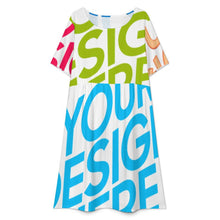 Cargar imagen en el visor de la galería, Vestido midi de verano de manga corta con cuello redondo y estampado personalizado con patrón foto texto (impresión de imágenes múltiples)