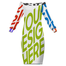 Cargar imagen en el visor de la galería, Vestido de mujer de manga larga con hombros descubiertos MXLD personalizado con patrón foto texto (impresión de imágenes múltiples)