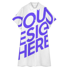 Cargar imagen en el visor de la galería, Vestido camisero de longitud media con puños para mujer B15Q personalizado con patrón foto texto (impresión de imagen única)