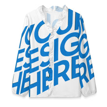 Cargar imagen en el visor de la galería, Camisa mujer cuello pico con volantes y manga larga A1S personalizado con patrón foto texto (impresión de imagen única)