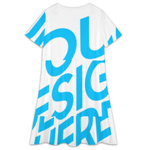 Cargar imagen en el visor de la galería, Vestido corto de mujer con escote en V y manga corta LYQ117 personalizado con patrón foto texto (impresión de imagen única)