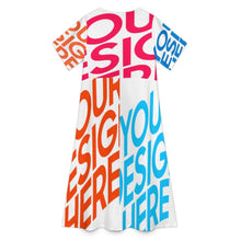 Cargar imagen en el visor de la galería, Vestido midi de mujer con cuello redondo y manga corta A89Q personalizado con patrón foto texto (impresión de imágenes múltiples)