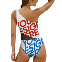 Cargar imagen en el visor de la galería, Traje de baño de una pieza de malla adelgazante sexy para mujer SDS504 personalizado con patrón foto texto (Impresión Completa de múltiples imágenes)
