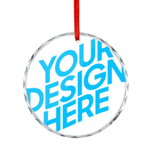 Cargar imagen en el visor de la galería, Adorno de árbol de Navidad de vidrio redondo personalizado con patrón foto texto