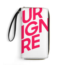 Cargar imagen en el visor de la galería, Cartera de piel con cordón para mujer y hombre personalizado con patrón foto texto (misma imagen por ambas caras)