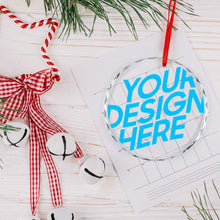Cargar imagen en el visor de la galería, Adorno de árbol de Navidad de vidrio redondo personalizado con patrón foto texto