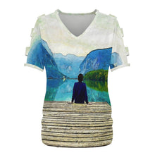Cargar imagen en el visor de la galería, Camiseta Hombros Descubiertos Mujer Personalizable | Top Verano V Escote